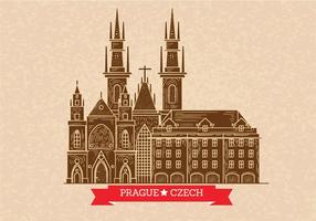 Prague Skyline Ilustração em tipografia Estilo vetor