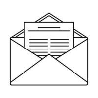 ícone de correio, estilo de estrutura de tópicos vetor