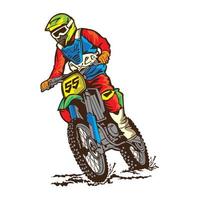 ilustração vetorial de subida de enduro de motocoross, perfeita para design de camiseta e design de logotipo de evento de campeonato vetor