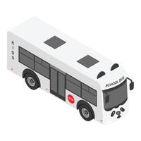 ícone de ônibus escolar panda, estilo isométrico vetor