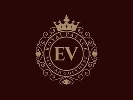 carta ev antigo logotipo vitoriano de luxo real com moldura ornamental. vetor