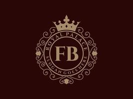 carta fb antigo logotipo vitoriano de luxo real com moldura ornamental. vetor