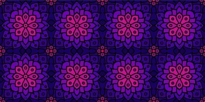 ornamento de mosaico sem emenda abstrato roxo. padrão floral oriental geométrico. arabesco oriental sem costura boêmio. vetor padrão tribal.