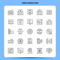 esboço 25 conjunto de ícones de produção de vídeo vetor design de estilo de linha ícones pretos conjunto de pictograma linear pacote de ideias de negócios móveis e web design ilustração vetorial
