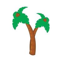 palmeira com ícone de coco, estilo cartoon vetor