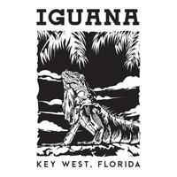 key west florida com ilustração vetorial de iguana em design de pôster de viagem vintage dos anos 60, perfeito para design de camiseta vetor