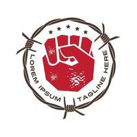 ícone de mão de combate e ilustração vetorial de arame farpado, perfeito para clube esportivo de arte marcial e design de logotipo de academia vetor