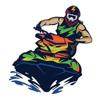 design de logotipo de ilustração vetorial de esporte aquático de jet ski, perfeito para logotipo de equipe do clube e design de camiseta vetor