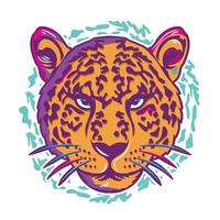 ilustração vetorial de rosto de leopardo no estilo pop art, perfeita para camiseta infantil também logotipo do zoológico vetor