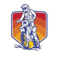 ilustração vetorial de subida de enduro de motocoross, perfeita para design de camiseta e design de logotipo de evento de campeonato vetor