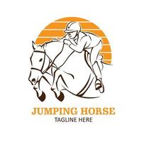 um jóquei corre com seu cavalo, adequado para o logotipo de um clube de corrida, estábulo e fazenda, bem como eventos de corrida de cavalos vetor