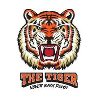 ilustração vetorial de rosto de tigre bravo estilo de cor retrô, perfeito para design de camiseta e design de logotipo de mascote vetor