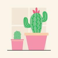 conjunto de ilustração vetorial de plantas decorativas de casas de cactos vetor