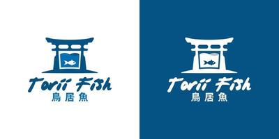 logotipo de peixe torii, adequado para qualquer negócio relacionado ao portão torii de peixe. vetor