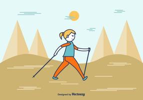 Vector Nordic Walking dos desenhos animados