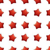 padrão festivo com estrelas vermelhas em estilo cartoon sobre fundo branco vetor