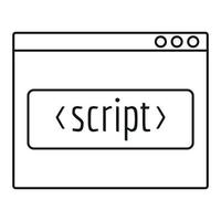 ícone da janela de script, estilo de estrutura de tópicos vetor