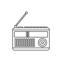 ícone do receptor de rádio retrô, estilo de estrutura de tópicos vetor