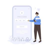 código pin para desbloquear ilustração plana de acesso de segurança de senha vetor