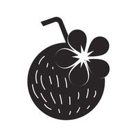 ícone de coquetel de coco, estilo simples vetor