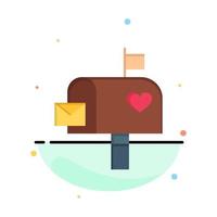 caixa de correio correio carta de amor caixa de correio modelo de ícone de cor plana abstrata vetor