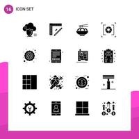 pacote de interface do usuário de 16 glifos sólidos básicos de câmera de reparo de abertura de fotografia elementos de design de vetores editáveis da china