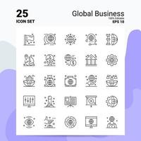 Conjunto de 25 ícones de negócios globais 100 eps editáveis 10 arquivos de conceito de logotipo de negócios idéias de design de ícone de linha vetor