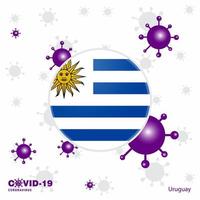 ore pelo uruguai covid19 bandeira de tipografia de coronavírus fique em casa fique saudável cuide de sua própria saúde vetor