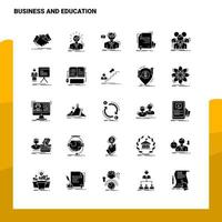 25 conjunto de ícones de negócios e educação modelo de ilustração vetorial de ícone de glifo sólido para web e ideias móveis para empresa de negócios vetor