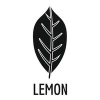 ícone de folha de limão, estilo preto simples vetor