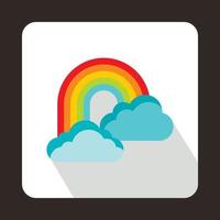 ícone de arco-íris e nuvens, estilo simples vetor