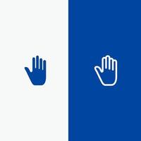gestos de linguagem corporal interface de mão linha e glifo ícone sólido banner azul linha e glifo ícone sólido banner azul vetor