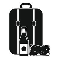 ícone de almoço de saco de viagem, estilo simples vetor
