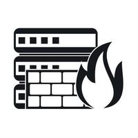 ícone de banco de dados e firewall, estilo simples vetor