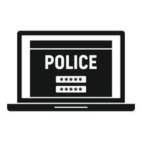 ícone do laptop da polícia, estilo simples vetor