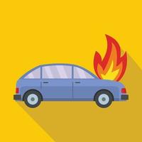 ícone de carro em chamas, estilo simples vetor