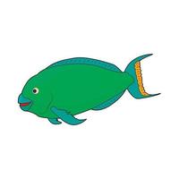 ícone de peixe verde em estilo cartoon vetor