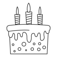 ícone de bolo de aniversário, estilo de estrutura de tópicos vetor