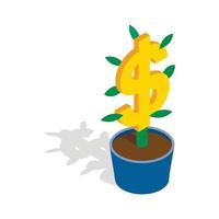 ícone da árvore do dinheiro, estilo 3d isométrico vetor
