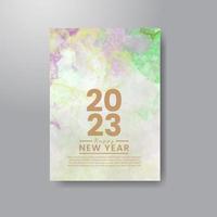 modelo de cartão feliz ano novo 2023 com fundo aquarela vetor