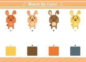 combinar por cor do jogo educacional de animais para jogo de correspondência de jardim de infância para crianças vetor