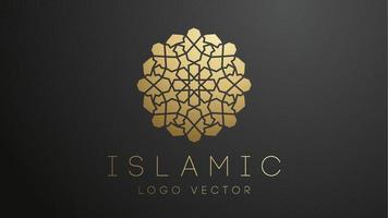 logotipo islâmico de ouro 3D. ornamento islâmico geométrico redondo mandala. logotipo muçulmano eps 10 vetor