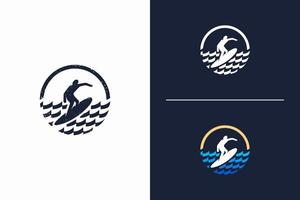 ícone do logotipo do surfista com forma de círculo vetor