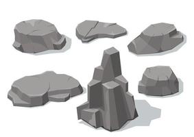 pedras cinzas e elementos de pedras formas diferentes vetor