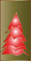 cartão de natal árvore de natal vermelha em fundo verde golpe de ouro vetor