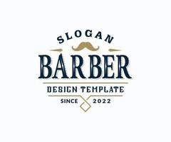 modelo de design de logotipo de barbearia vintage vetor
