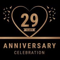 logotipo de comemoração de aniversário de 29 anos. logotipo de aniversário com cor dourada isolada em fundo preto, desenho vetorial para celebração, cartão de convite e cartão de felicitações. ilustração vetorial eps10