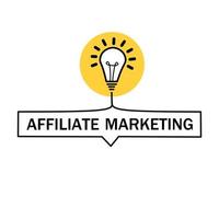 negócios de conceito de marketing de afiliados de banner com lâmpada. ícone de marketing de afiliados - ilustração em vetor estilo simples.