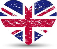 ícone da bandeira da Grã-Bretanha. folhagem de baner de modelo do reino unido. amo o ícone de vetor grunge da Grã-Bretanha. símbolo da bandeira do reino unido