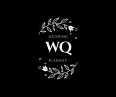 coleção de logotipos de monograma de casamento de letra wq, modelos modernos minimalistas e florais desenhados à mão para cartões de convite, salve a data, identidade elegante para restaurante, boutique, café em vetor